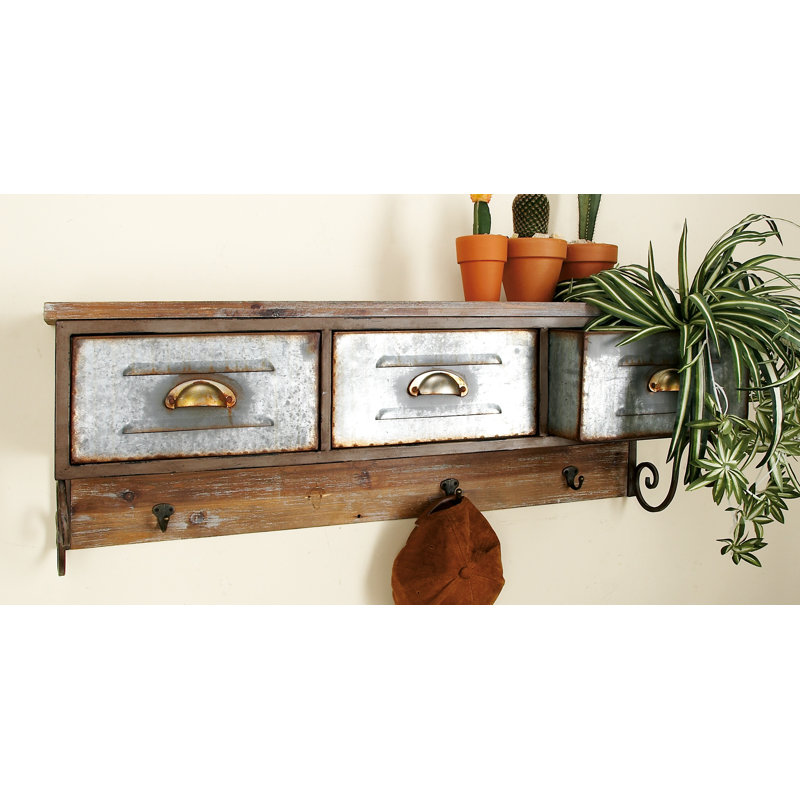 Cole & Grey Wood and Metal Accent Hook Shelf & Reviews Wayfair